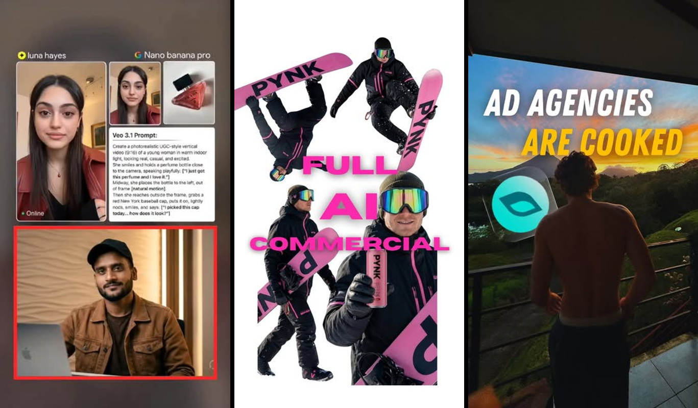 AI-generated product videos displayed on multiple screens with automated creation workflow icons and no text prompts visible