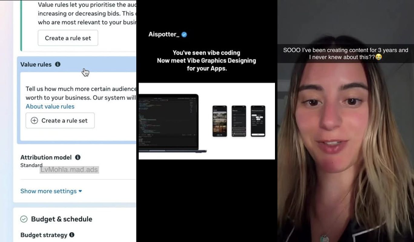 AI-generated user-generated content ads dashboard showing weekly performance metrics and campaign data for digital marketing