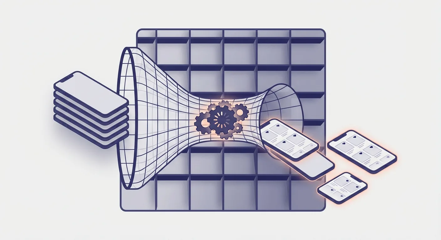 UGC content creation workflow dashboard showing weekly creative output metrics and production bottlenecks